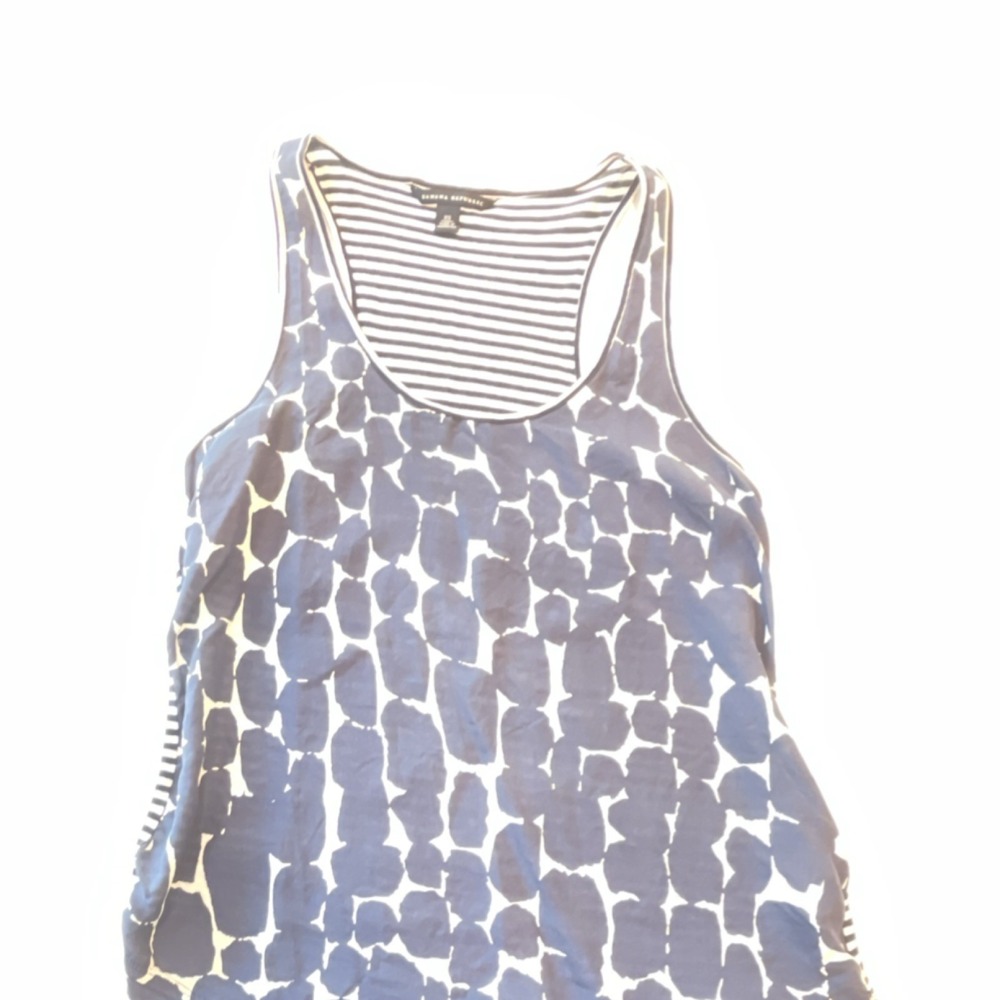 Banana Republic Blue/White‎ Striped Silk Cotton Scoop Neck Tank Top Women's XS
